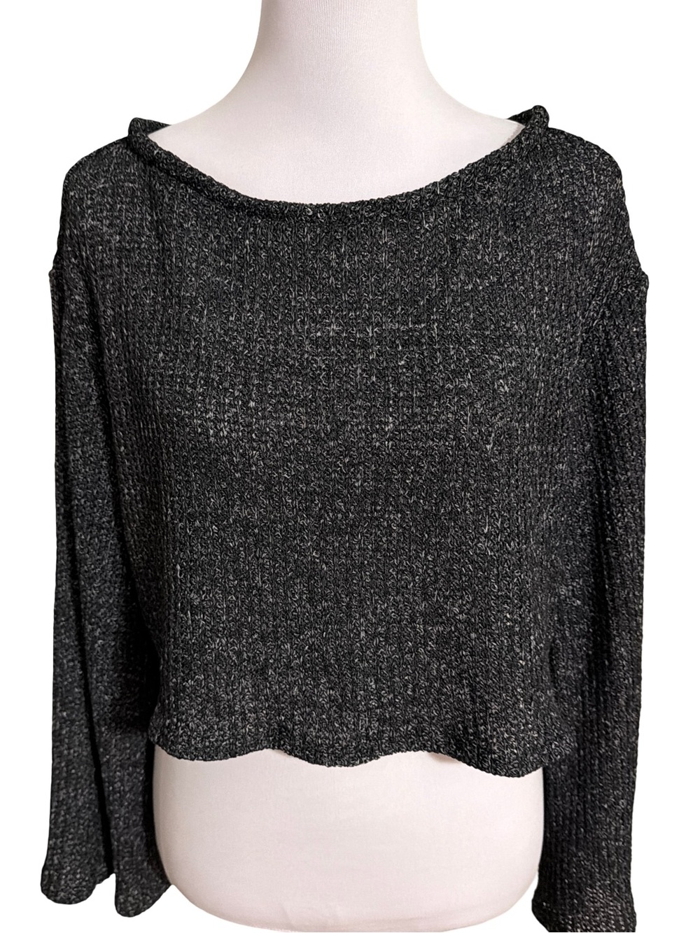 Urban Renewal Women's Black Scoop Neck Cropped Sweater